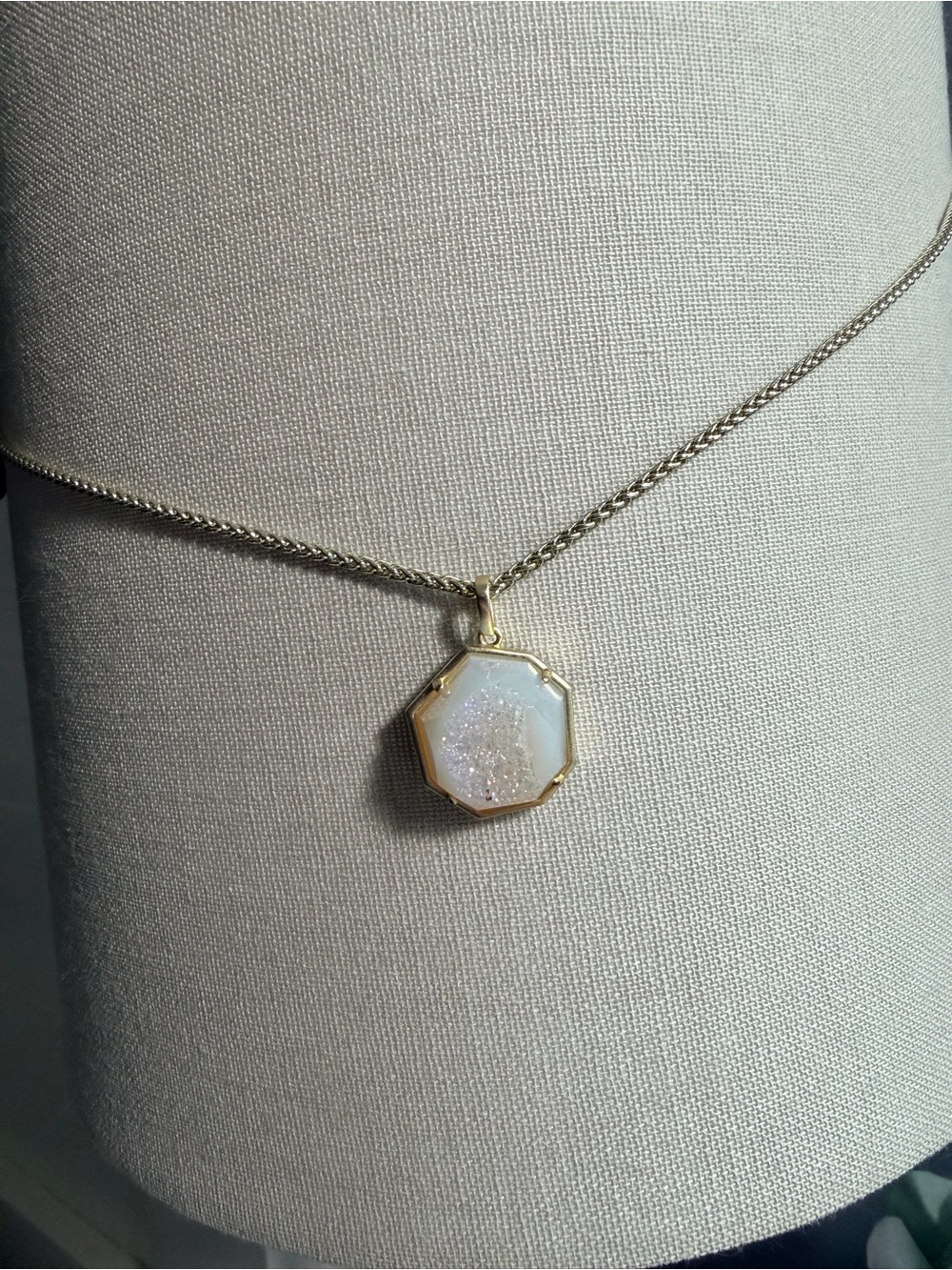 Kendra Scott Gold Octagon White Druzy Pendant Necklace